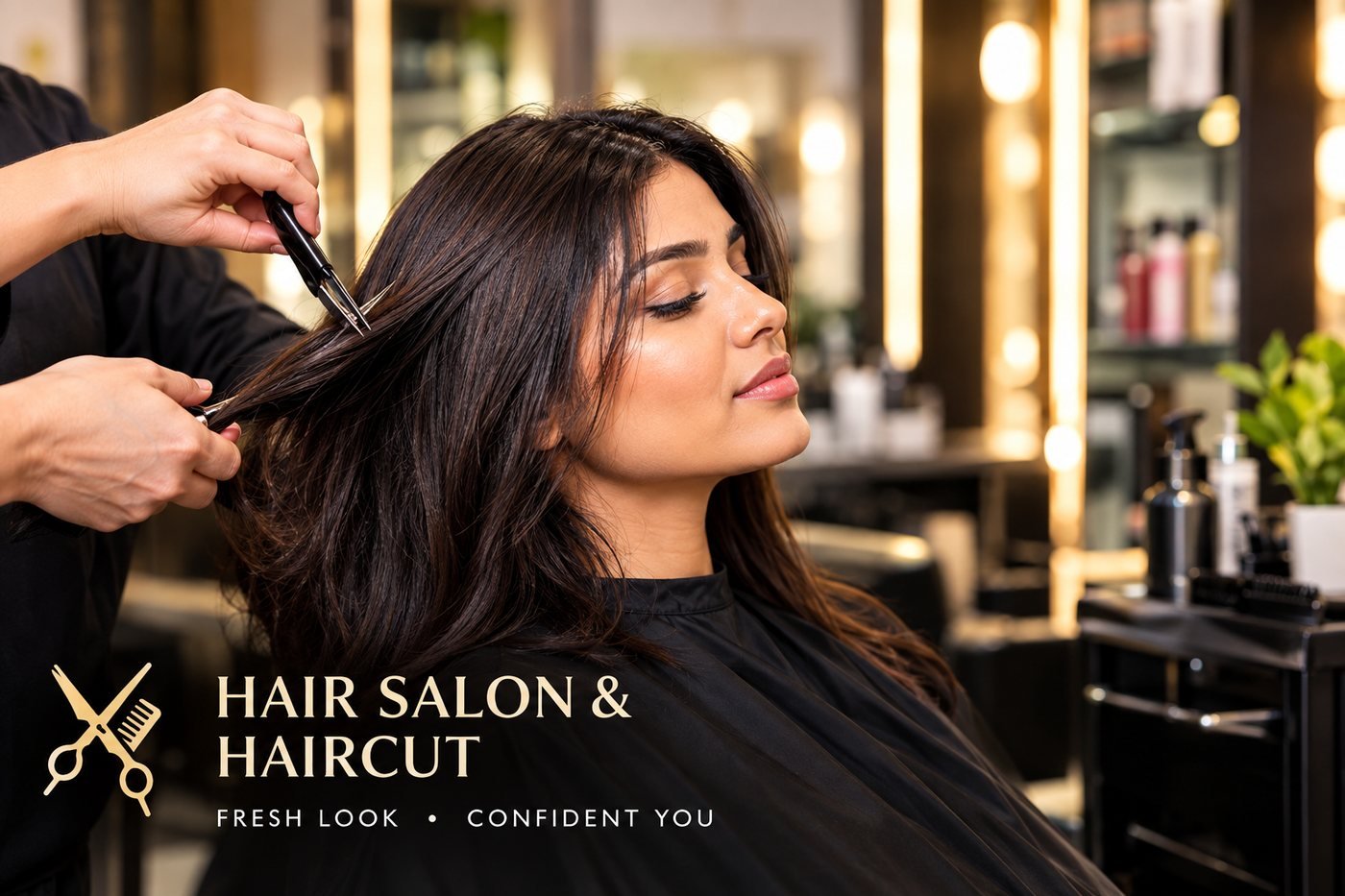 A stylist working on a guest's hair at GLAM salon